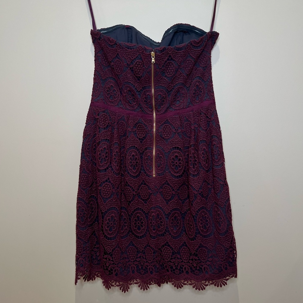 Club Monaco - 'Leandra' Pink & Purple Strapless Floral Lace Dress - size 6 - Picture 7 of 11